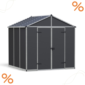 Palram-Canopia Gerätehaus RUBICON 8X8 BxT 237x227cm 5,4m² Polycarbonat 10mm grau