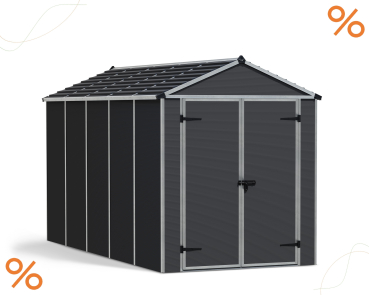 Palram-Canopia Gerätehaus RUBICON 6X12 BxT 185x379cm 7m² Polycarbonat 10mm grau