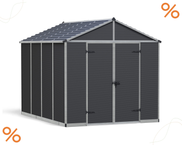 Palram-Canopia Gerätehaus RUBICON 8X10 BxT 237x304cm 7,2m² Polycarbonat 10mm grau