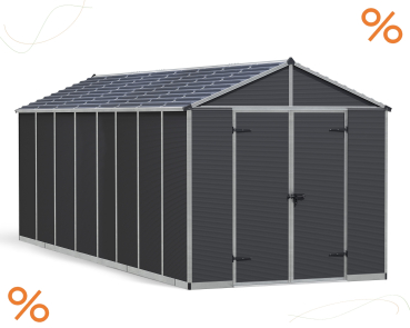 Palram-Canopia Gerätehaus RUBICON 8x20 BxT 237x602cm 13,7m² Polycarbonat 10mm grau