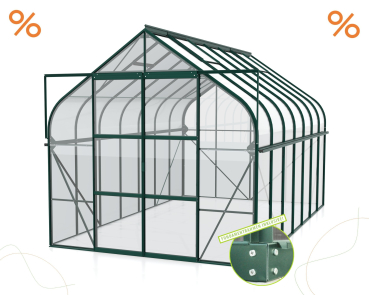 AKTION SET Gewächshaus Diana 11500 ESG BxT 264x445cm smaragd + Fundamentsrahmen