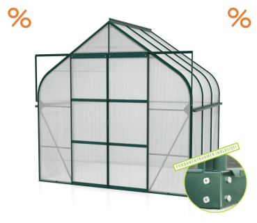 AKTION SET Gewächshaus Diana 5000 4mm HKP 264x195cm smaragd + Fundamentsrahmen