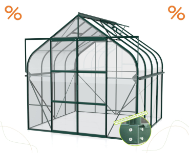 AKTION SET Gewächshaus Diana 6700 ESG BxT 264x258cm smaragd + Fundamentsrahmen