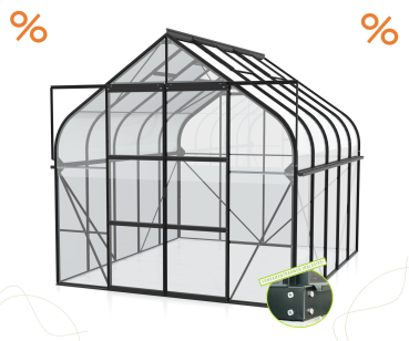 AKTION SET Gewächshaus Diana 8300 ESG BxT 264x321cm schwarz + Fundamentsrahmen