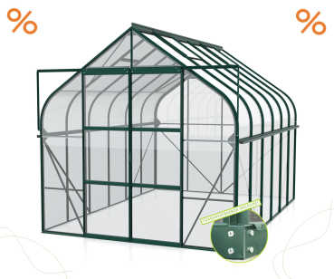 AKTION SET Gewächshaus Diana 9900 ESG BxT 264x383cm smaragd + Fundamentsrahmen