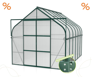 AKTION SET Gewächshaus Diana 9900 4mm HKP 264x383cm smaragd + Fundamentsrahmen