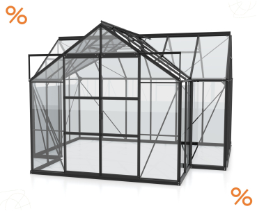 Vitavia Gewächshaus Sirius 383x383cm 13m² ESG Glas inkl.Fundament Alu schwarz