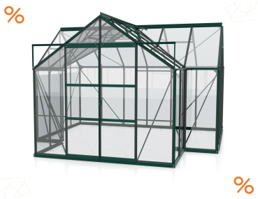 Vitavia Gewächshaus Sirius 383x383cm 13m² ESG Glas inkl. Fundament Alu smaragd