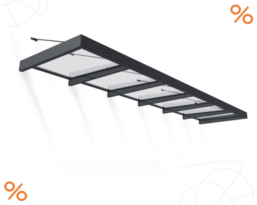 Palram-Canopia Tür Vordach SOPHIA XL 6000 (565x140cm) Alu grau 4mm Acryl klar