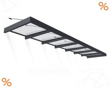 Palram-Canopia Tür Vordach SOPHIA XL 7000 (660x140cm) Alu grau 4mm Acryl klar