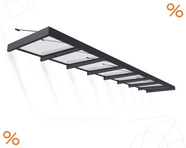 Palram-Canopia Tür Vordach SOPHIA XL 8000 (750x140cm) Alu grau 4mm Acryl klar