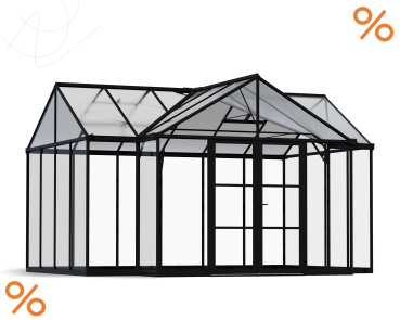 Palram-Canopia Triomphe Gartenchalet Orangerie BxTxH 454x380x285cm Alu schwarz 16m²