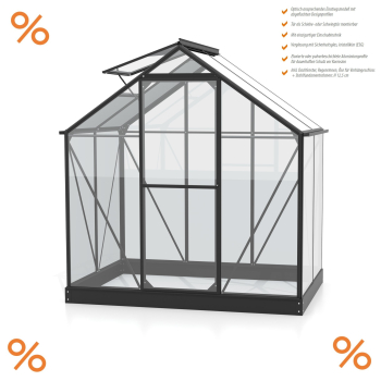 Vitavia Gewächshaus Triton 2500 ESG Glas BxT 198x131 schwarz + Fundamentsrahmen
