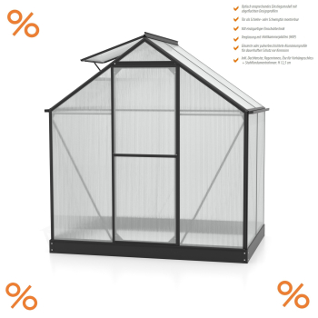 Vitavia Gewächshaus Triton 2500 4mm HKP BxT 198x131cm schwarz + Fundamentsrahmen