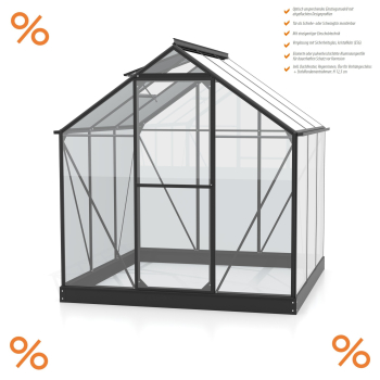 Vitavia Gewächshaus Triton 3800 ESG Glas BxT 198x193cm schwarz + Fundamentsrahmen