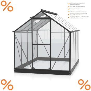 Vitavia Gewächshaus Triton 5000 ESG Glas BxT 198x256cm schwarz + Fundamentsrahmen