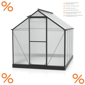 Vitavia Gewächshaus Triton 5000 4mm HKP BxT 198x256cm schwarz + Fundamentsrahmen