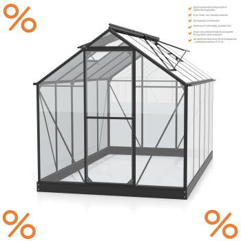 Vitavia Gewächshaus Triton 6200 ESG Glas BxT 198x317cm schwarz + Fundamentsrahmen