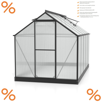 Vitavia Gewächshaus Triton 6200 4mm HKP BxT 198x317cm schwarz + Fundamentsrahmen
