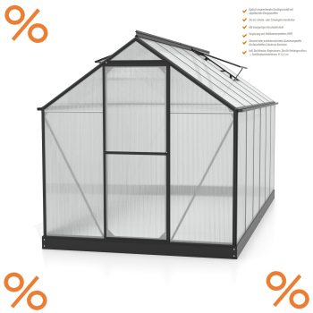 Vitavia Gewächshaus Triton 7500 4mm HKP BxT 198x379cm schwarz + Fundamentsrahmen