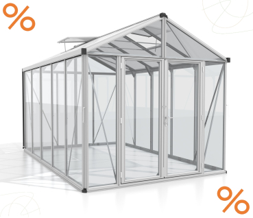 AKTION Vitavia Gewächshaus Zeus Comfort 10000 ESG/HKP 258x391cm eloxiert