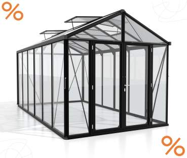 AKTION Vitavia Gewächshaus Zeus Comfort 11900 ESG/HKP 258x465cm schwarz
