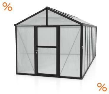 Vitavia Premium Gewächshaus Zeus 15700 BxT 258x614cm 10mm HKP 15,7m² Alu schwarz