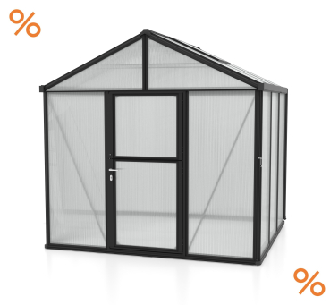 Vitavia Premium Gewächshaus Zeus 6200 BxT 258x242cm 16mm HKP 6,2m² Alu schwarz