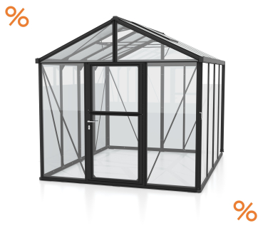 Vitavia Premium Gewächshaus Zeus 8100 BxT 258x316 Glas ESG/HKP 8,1m² Alu schwarz