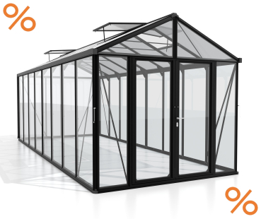 AKTION Vitavia Gewächshaus Zeus Comfort 15700 ESG/HKP 258x614cm schwarz