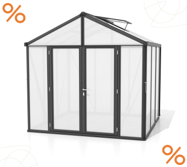 AKTION Vitavia Gewächshaus Zeus Comfort 6200 10mm HKP BxT 258x242cm 6,2m² Alu schwarz