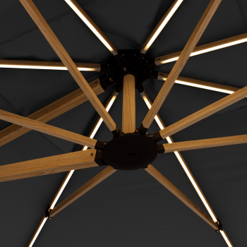 Doppler Premium Pendelschirm ALU WOOD XL ULTRA 400x300cm LED Anthrazit