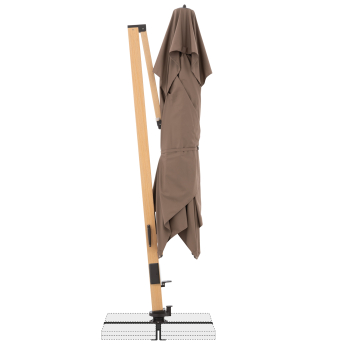 Doppler Premium Pendelschirm ALU WOOD XL ULTRA 400x300cm LED Greige