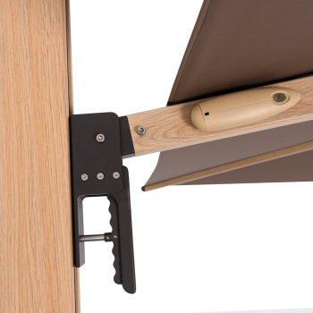 Doppler Premium Pendelschirm ALU WOOD XL ULTRA 400x300cm LED Greige