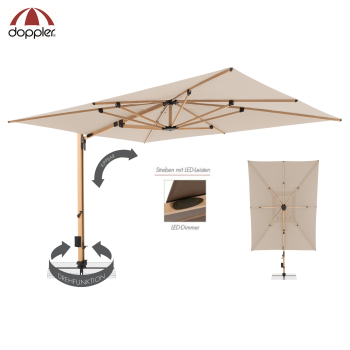 Doppler Premium LED Pendelschirm ALU WOOD XL ULTRA 400x300cm Natur