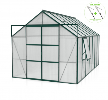 AKTION Vitavia Gewächshaus Jupiter 11500 257x445 HKP 6mm Alu smaragd + 2 Dachlüfter