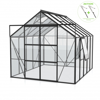 AKTION Vitavia Gewächshaus Jupiter 8300 257x321 ESG Glas Alu schwarz + 2 Dachlüfter gratis