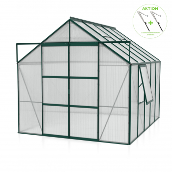 AKTION Vitavia Gewächshaus Jupiter 8300 257x32 HKP 6mm Alu smaragd + 2 Dachlüfter gratis