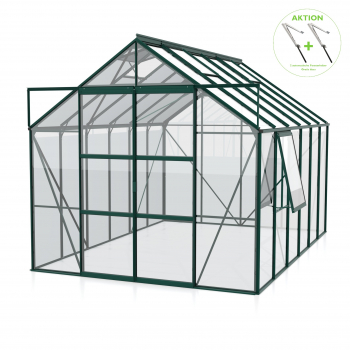 AKTION Vitavia Gewächshaus Jupiter 9900 257x383 ESG Glas Alu smaragd + 2 Dachlüfter gratis