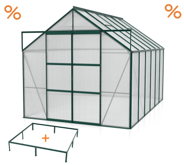 SPARSET Vitavia Gewächshaus Uranus 9900 4mm HKP 257x383 smaragd + Fundamentsrahmen
