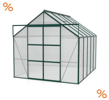 Vitavia Hohes Gewächshaus Uranus 8300 BxTxH 257x321x248cm 4mm HKP Alu smaragd