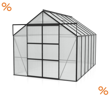 Vitavia Hohes Gewächshaus Uranus 9900 BxTxH 257x383x248cm 4mm HKP 9,9m² Alu schwarz