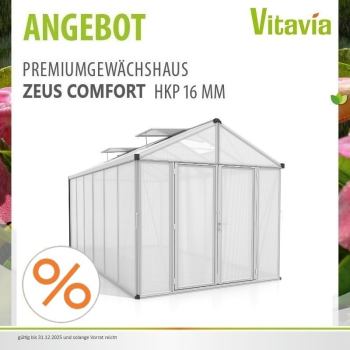 Vitavia Gewächshaus Zeus Comfort 11900 16mm HKP 258x465cm eloxiert