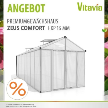 Vitavia Gewächshaus Zeus Comfort 15700 16mm HKP 258x614cm eloxiert