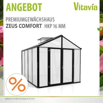 Vitavia Gewächshaus Zeus Comfort 8100 16mm HKP 258x316cm schwarz