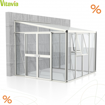 AKTION Vitavia Anlehngewächshaus Athena 7000 ESG/HKP BxT 271x266cm 7m² Alu Weiss