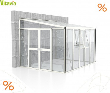 AKTION Vitavia Anlehngewächshaus Athena 8600 ESG/HKP BxT 334x266cm 8,6m² Alu weiss