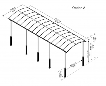 Palram-Canopia Alu Carport Arcadia ALPIN 10600 Polycarbonat BxT 359x1077cm