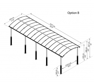 Palram-Canopia Alu Carport Arcadia ALPIN 10600 Polycarbonat BxT 359x1077cm