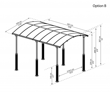 Palram-Canopia Alu Carport Arcadia ALPIN 5000 grau Polycarbonat BxT 359x507cm